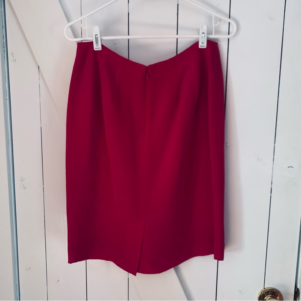 Vintage 100% Silk Skirt 10P Knee Length Mini Midi Skirt Suit - Picture 5 of 8